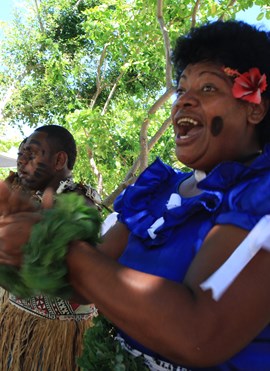Traditional meke performance on South Sea Island