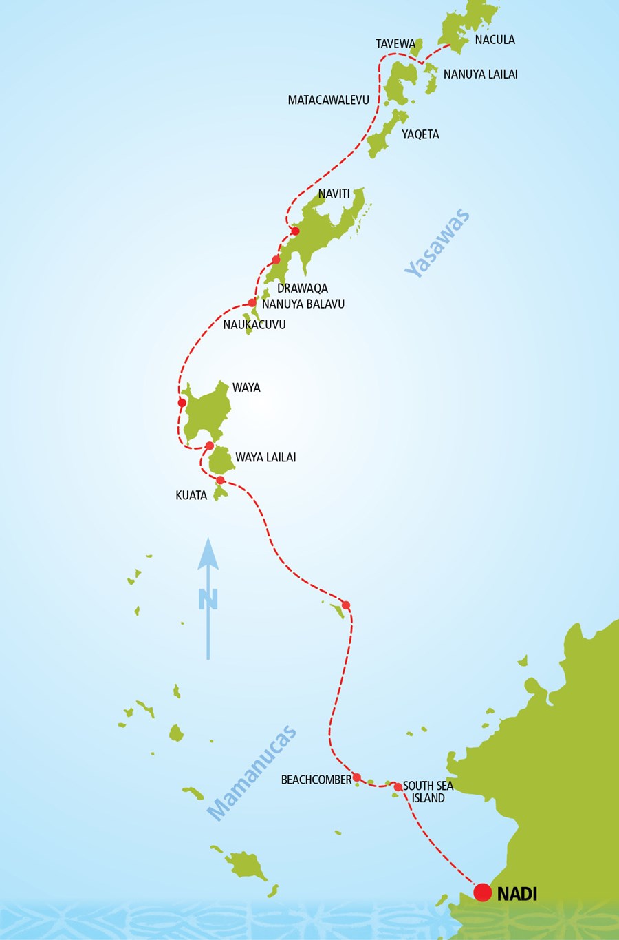 Yasawa Island Explorer Cruise Map